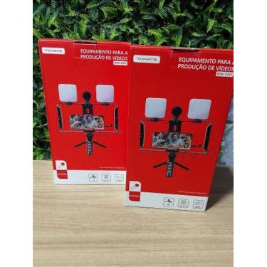 Imagem de Tripe de celular com suporte e led com microfone tomate mtg-3333