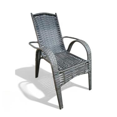 Imagem de Cadeira de Fibra Sintetica para Escritório Luxo para area externa sítio piscina sauna lazer praia(Preta)