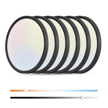 Imagem de OFFIY 6PK Luz de teto LED regulável de 15,8 polegadas, montagem embutida, 34W, 3060LM, 3000K/3500K/4000K/5000K/6500K CCT, luz de tela plana redonda superfina de 2,5 cm para corredor, cozinha, etc