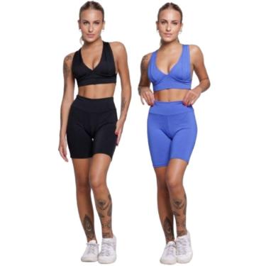 Imagem de KIT 2 Conjunto Top Bojo e Bermudinha Serra e Mar Roupa Para Academia Treino Moda Fitness-Feminino