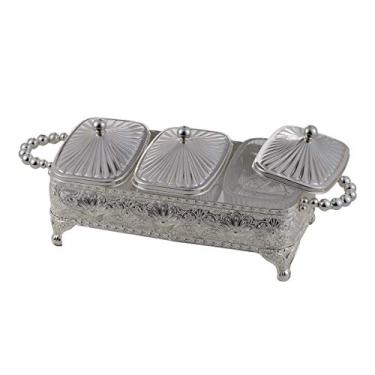 Imagem de PETISQUEIRA C/3 DIVISÕES DE ZAMAC NIQUELADO 34,5x12x11,5cm