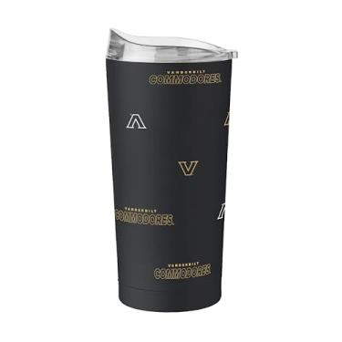 Imagem de Logo Brands Copo de aço inoxidável NCAA Vanderbilt Commodores Step & Repeat de 590 ml – Design de logotipo completo, isolamento a vácuo de parede dupla revestido a pó - mantém as bebidas quentes e