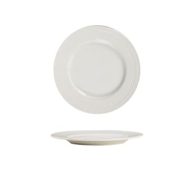 Imagem de Prato plano de comida ocidental de cerâmica listrada casa hotel restaurante prato de sobremesa branco -21 cm