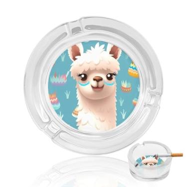 Imagem de Cinzeiro de vidro de cristal com padrão de alpaca, cinzeiro redondo para fumar de vidro resistente, portátil, decorativo, moderno, para uso em casa, escritório, interior, exterior, pátio