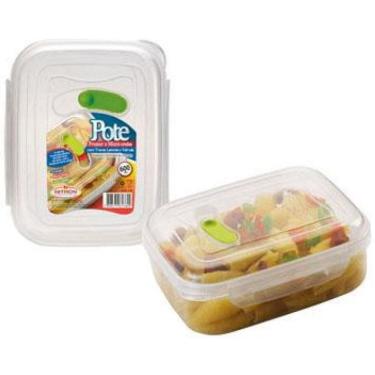 Imagem de Pote De Plastico Retangular Com Tampa E Trava/Valvula 600Ml