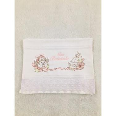 Imagem de Toalha de lavabo  Bordada em Rosa Meu Batizado - DaniBordados