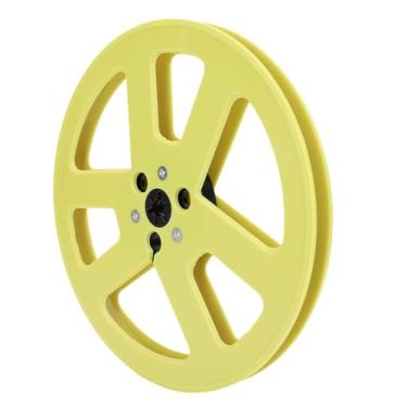 Imagem de Serounder Rolo de Recolhimento Vazio de 1/4 de polegada, 6 Furos, Flange NAB de Áudio Universal Aberto, ABS, Peça de Reposição para Máquina de Recolhimento de Som Vazio, Cubo Pequeno para (Amarelo)