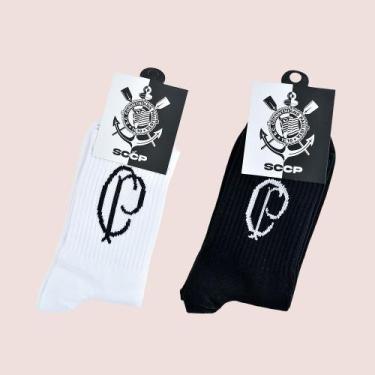 Imagem de Kit 2 Meias Corinthians Cp Cano Médio Masculina, Sortidas, U