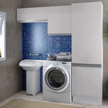 Imagem de Kit Área Serviço Acordes Glamy MDF 2 Armários 1 Torre Madesa