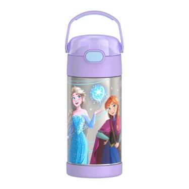Imagem de THERMOS FUNTAINER Garrafa de água com canudo - 340 g - Garrafa de água infantil isolada a vácuo de aço inoxidável com tampa, Frozen 2