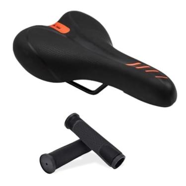 Imagem de Selim Speed Anatômico para Bicicleta Speed e MTB – Confortável, Resistente à Água, Fácil Instalação, Acompanha Par de Manoplas de Borracha(Laranja)