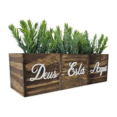 Imagem de Trio Vasinho Decorativo Deus Está Aqui Acrílico Prata Enfeite Luxo Dec