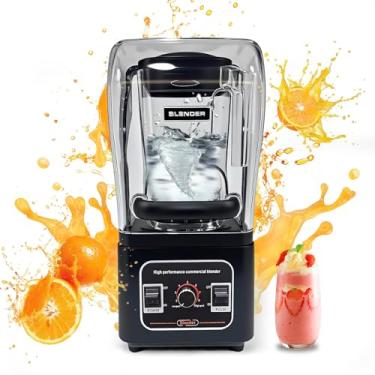 Imagem de Nalison Liquidificador comercial resistente, liquidificador profissional silencioso, misturador comercial de 2200 W para vitaminas, liquidificadores de redução de ruído para cozinha e negócios