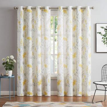 Imagem de Cortinas transparentes July Joy Linen Texturizadas Florais 130x210 cm 