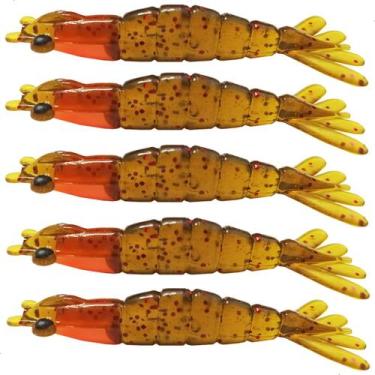 Imagem de Kit 5 Iscas Camarão Artificial 6cm - Pesca Robalo Tucunaré Corvina  - 