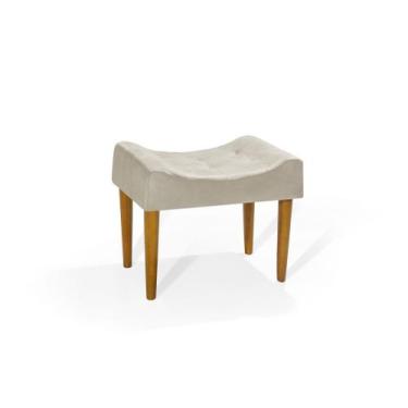 Imagem de Puff banqueta pés palito retro retangular penteadeira cor bege - DECOR