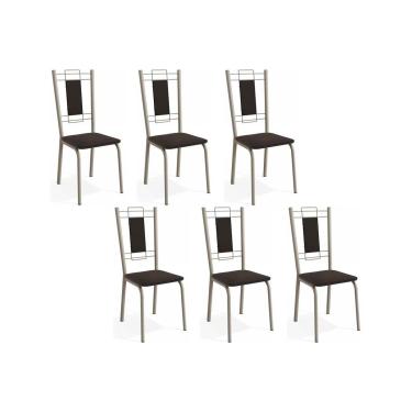 Imagem de Cadeira Sala de Jantar Florença C005NK Aço Kit 6 Un Niquel/ano Preto - Kappesberg