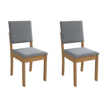 Imagem de Cadeira Sala de Jantar Luna 2CAD160 Madeirado Kit 2 Un Canela/Linho Grafite - Kappesberg