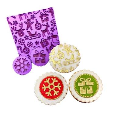 Imagem de KTX11 Kit Marcador textura pasta americana biscuit confeitaria natal -