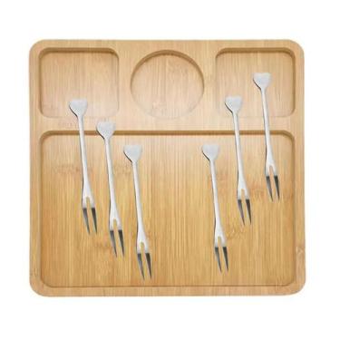 Imagem de Jogo Petisqueira Tábua Frios Petiscos E Garfinhos Petiscos - Clink