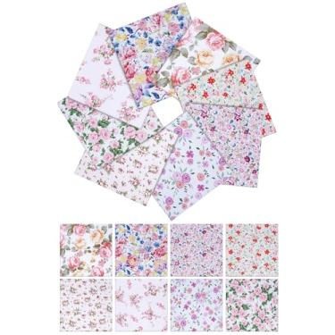 Imagem de eZAKKA Pacote com 16 pacotes de tecido de algodão de primavera, rosa floral fofo vintage tecido quadrado patchwork flor tecidos para quilting faça você mesmo artesanato feito à mão, 25 x 25 cm (rosa