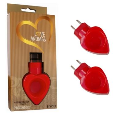 Imagem de Kit 2 Difusor Elétrico Original de Essências Coração Love Aromas Vermelho Bivolt – Aromatizador de Ambientes e Difusor de Óleos Essenciais, Aromas para Presente Criativo