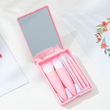 Imagem de Kit pincel de maquiagem com espelho - Mini conjunto 5 pincéis - Ju Sto