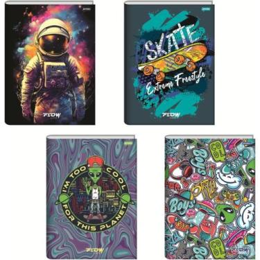 Imagem de Caderno Brochurão Capa Dura FLOW 60 Folhas Pacote com 10 Unidades - Ja