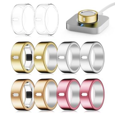 Imagem de Snyeest Capa compatível com Oura Ring 4/Gen 3 Heritage/Gen 3 Horizon, carrega diretamente, anel elástico polido TPU robusto protetor de manga de dedo para treino, academia, mulheres, homens, 10