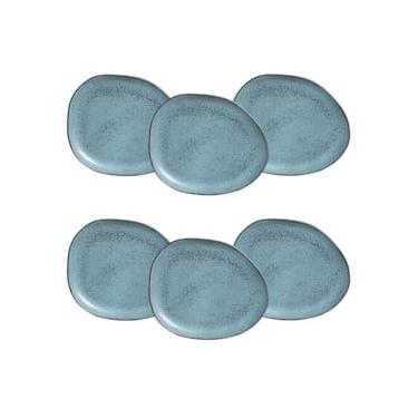 Imagem de Conjunto de Pratos Rasos Ovais Porto Brasil Orgânico Night Sky Azul 31cm - 6 Peças