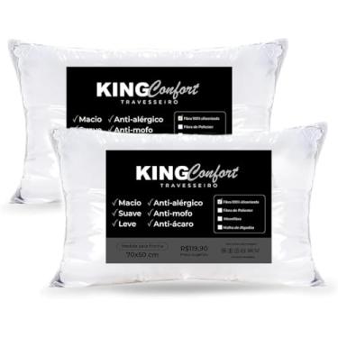 Imagem de Kit 2 Travesseiros Toque de Pluma 50x70cm Kit Travesseiro Casal Percal 180 Fios Antialérgico Antimofo Antiácaro Lavável Suporte Médio Travesseiro Confortável para Dormir Macio e Leve Conforto Premium