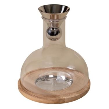 Imagem de Holcomb Studio Birdie Decantador de vinho 1,964 g | Jarra de vidro soprado à mão com esfera aeradora, tripé de madeira de freixo e porta-copos de metal | Servidor de vinho elegante para melhorar o