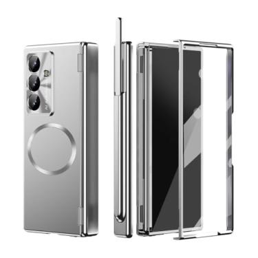 Imagem de AJDJTEN Capa magnética para Samsung Galaxy Z Fold 7, compatível com MagSafe, suporte de caneta S e caneta Stylus, protetor de tela, proteção de dobradiça, capa de telefone fina à prova de choque para