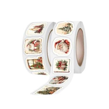 Imagem de Tachiuwa 500 peças de adesivos de Natal multifuncionais adesivos decorativos de selo decoração de Natal para cartão de felicitações artesanato faça você mesmo