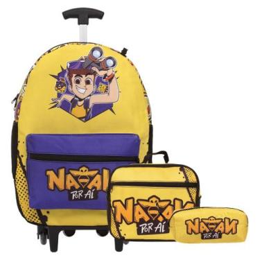 Imagem de Mochila Rodinha Menino Grande Estampa Natan Por Aí Escola - TOYS 2U