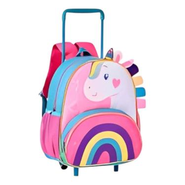 Imagem de Mochila Escolar Infantil Reforçada Com Rodinhas Unicórnio