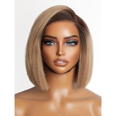Imagem de Peruca LUVME HAIR Ash Blonde Blunt Cut Bob 20 cm de cabelo humano