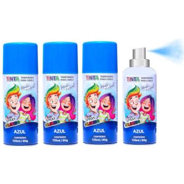 Imagem de Kit 4 Spray Azul Maluco Tinta Colorida Temporária para Cabelo Lavável 