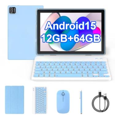 Imagem de COOPERS Tablet Android 15, tablet de 10 polegadas 12 GB de RAM + 64 GB ROM máx. 1 TB, processador quad-core de 1,8 GHz, WiFi 5G, câmera dupla com bateria de 6000 mAh, tablets 2 em 1 com capa de