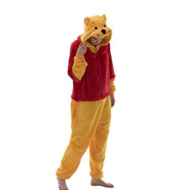 Imagem de Pijama COSUSKET Bear, macacão unissex para adultos, vermelho/amarelo