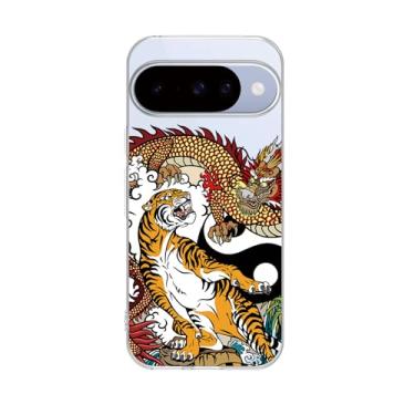 Imagem de Peachy Life Capa para GG 10, estampa gráfica de tigre, estilo dragão, arte divertida, tatuagem, design animal, capa protetora transparente de TPU (poliuretano termoplástico) transparente 16 cm (tigre