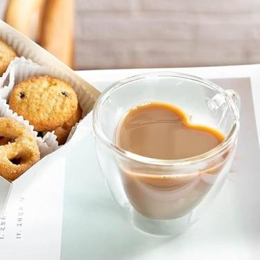 Imagem de Xícara de Coração em Vidro Borossilicato, Parede Dupla, 80ml (2 Peças)