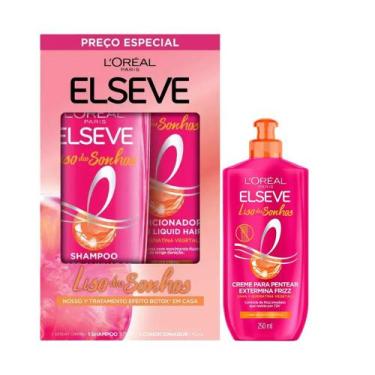 Imagem de Kit Elseve Shampoo 375ml + Condicionador 170ml + Creme De Pentear Liso