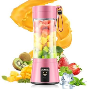Imagem de Liquidificador portátil para smoothies e shakes - liquidificador pessoal com copo de viagem de 340 g, sem batidas, 6 lâminas de aço inoxidável, espremido recentemente para escritório/piquenique