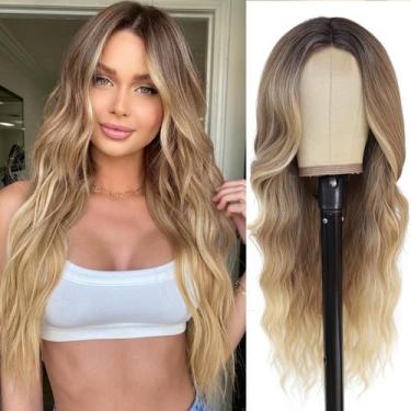 Imagem de Peruca NAYOO Ombre Blonde Sintética 70cm com parte central