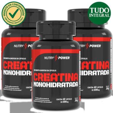 Imagem de Kit 3 Creatina Monohidratada 600mg 60 Cáps Nutry Power - Apisnutri