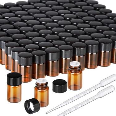 Imagem de Frasco de óleo essencial Teenitor 2mL x 100 de vidro âmbar com tampas
