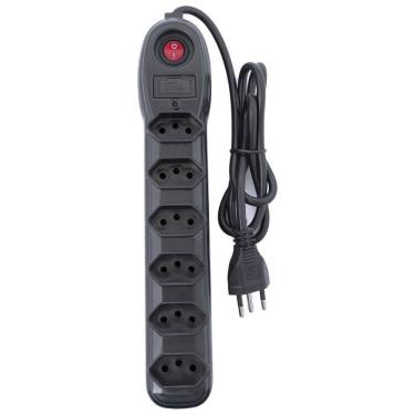 Imagem de Filtro De Linha 6 Tomadas Pp 0,75 1m Bivolt Preto [f018]