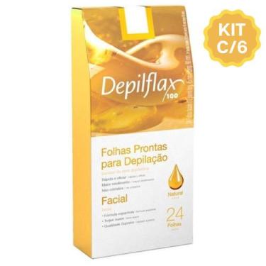 Imagem de Kit 6 Caixas Folhas Prontas Cera Depilatória Depilação Facial Depilfla