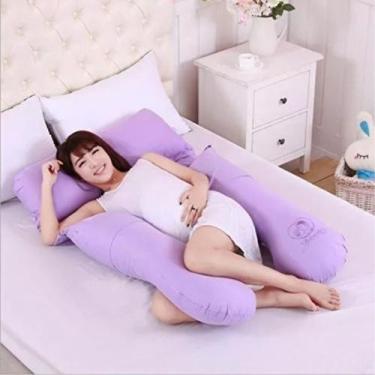 Imagem de Travesseiro de Corpo Almofada Gestante Anatômico 100% Algodão - Varias